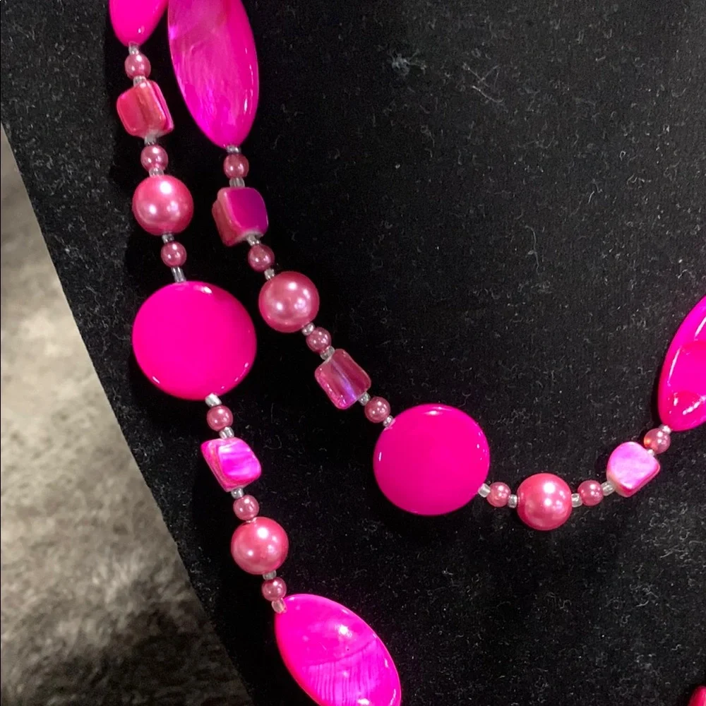 Elegant Pink‎ Beaded Necklace 8078